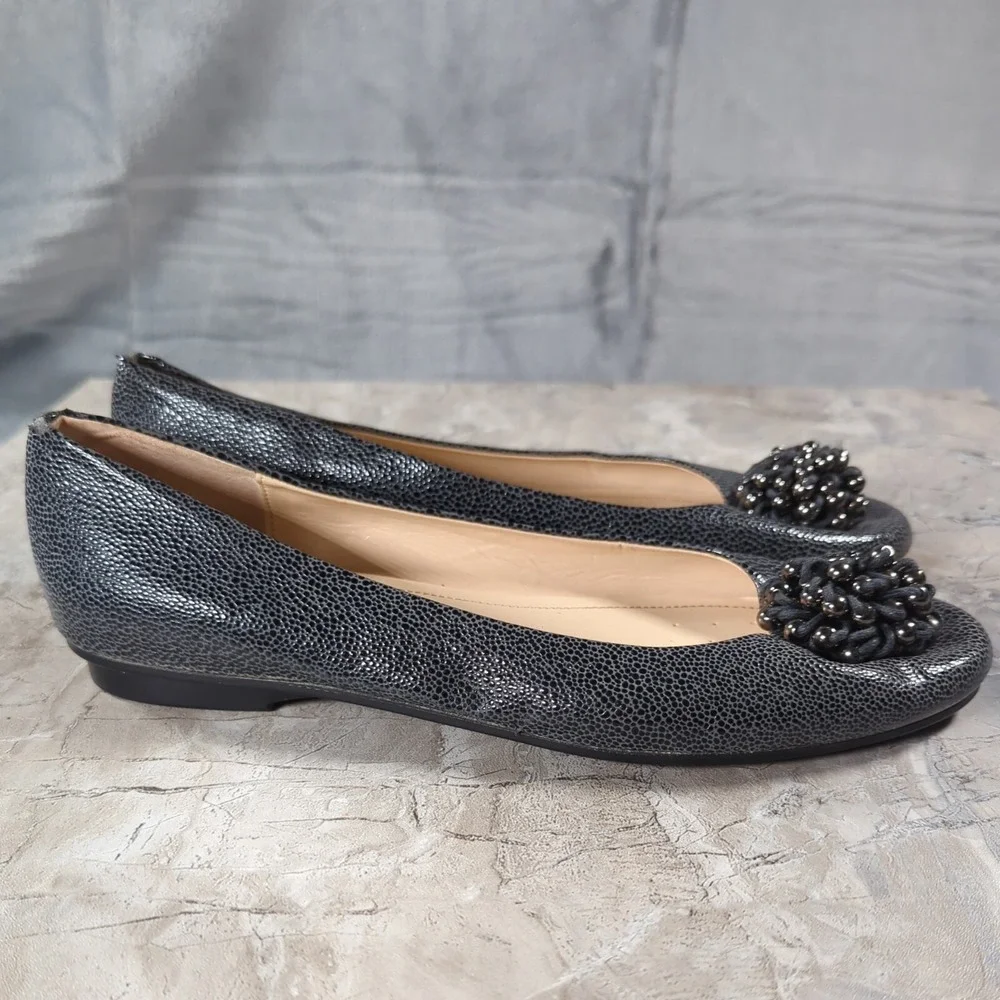 Calvin Klein Mackenzi Reptile Flat w/Cluster Bead Womens Sz 8.5 M‎